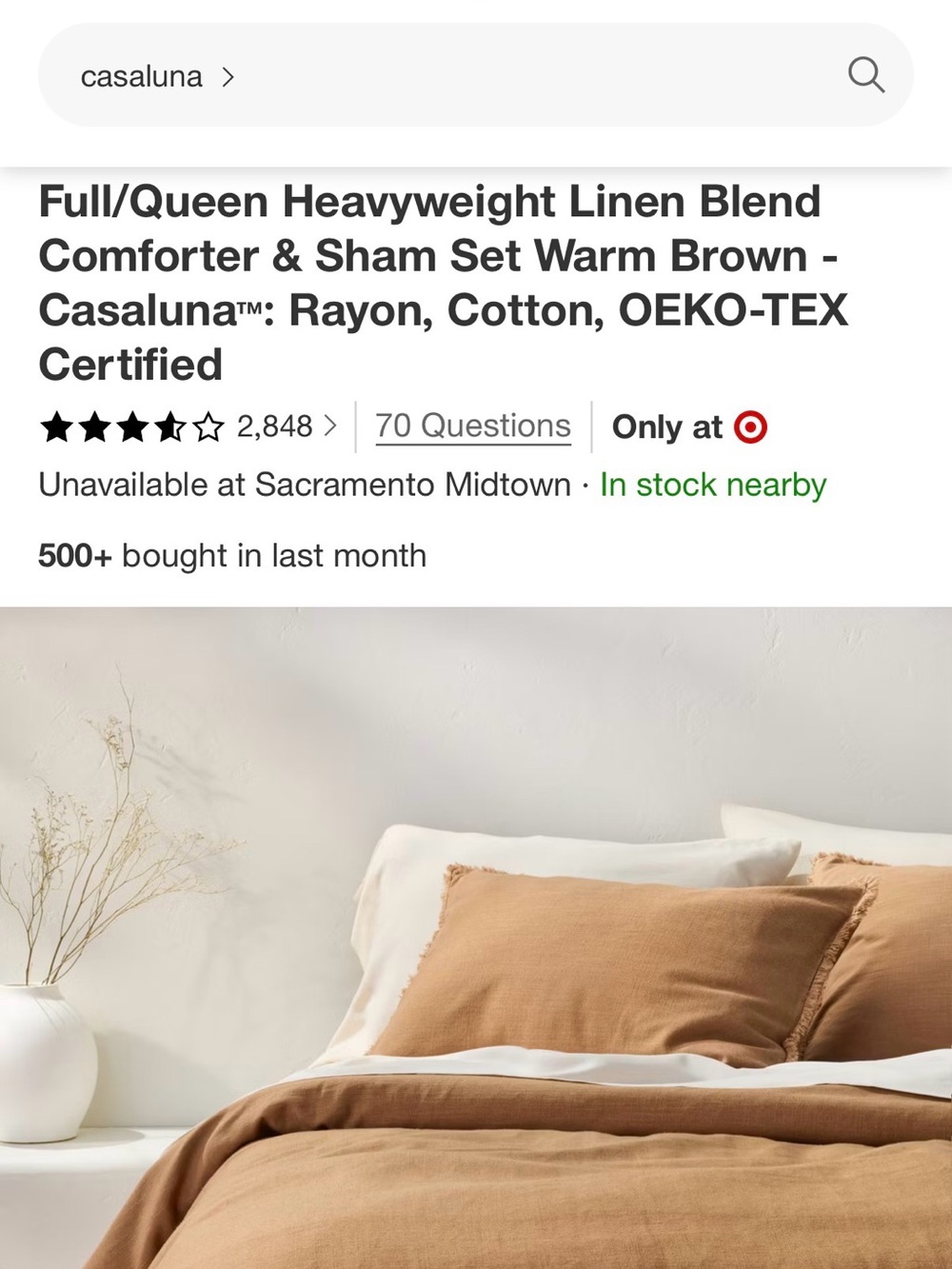 Casaluna Warm Brown Linen-Blend Comforter
